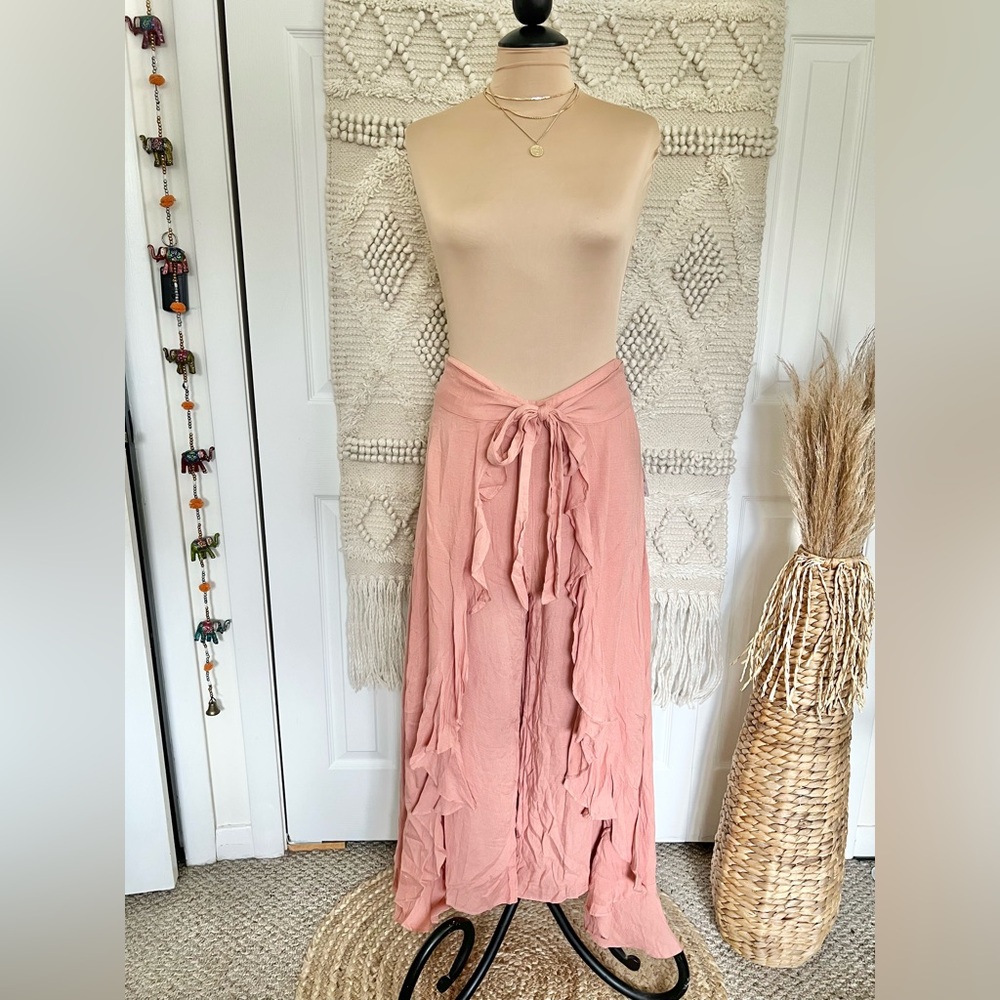 Free People Ruffle Skirt Flowy Pants - Picture 2 of 6